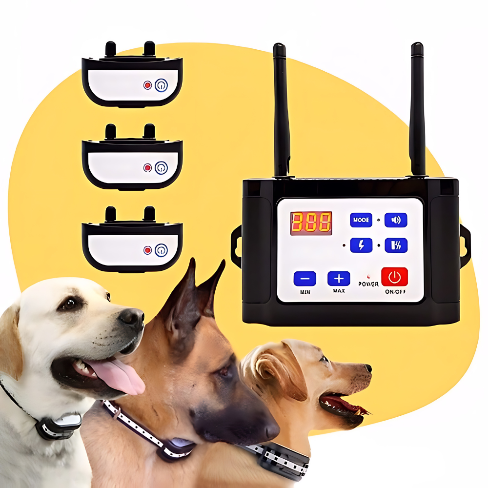 Trådløst Hundehegn med Træningshalsbånd | Dyrevenlig BIP & Vibration | Genopladelig & Vandtæt Design | Til Store Græsplæner & Udendørs Brug