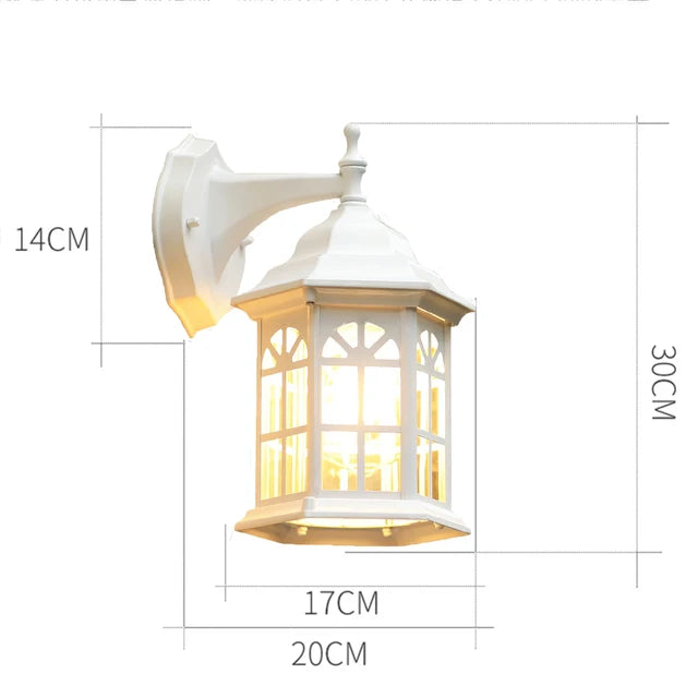 Applique murale LED extérieure étanche | Design rétro européen | Aluminium | 20x30 cm | Douille E27 | Éclairage économe en énergie pour maison et