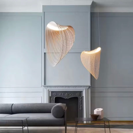 LED Loftlampe | Naturligt Træ Design | Birketræ & Hamp Materiale | Varmt Lys | Rustik & Minimalistisk Stil | Ideel til Stue & Spisestue | Stilfuld Tilføjelse til Naturligt Inspirerede Rum