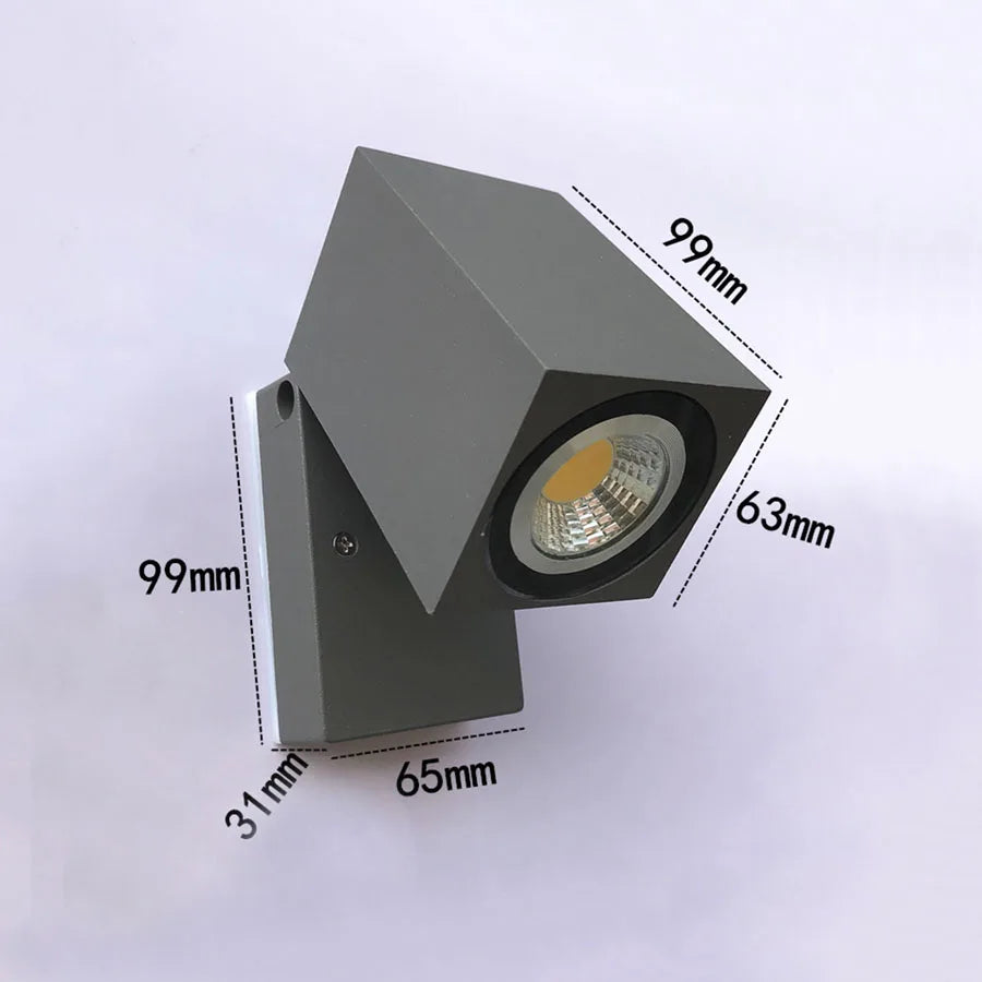 Lampa ścienna zewnętrzna | Regulowana | Wodoodporna | LED | Jasne światło | Solidna konstrukcja | Trwała | Nadaje się do willi i werand | 31 x 65 x