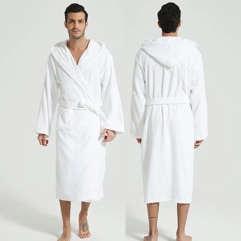 Bomuldsbadekåbe | Hætte | Åndbar | Til Hjemmet & Spa | CottonHood | Naturligt Materiale | Komfortabel & Stilfuld | Peignoir | Pool & Spa Anvendelse | Let Vedligeholdelse | 100% Bomuld