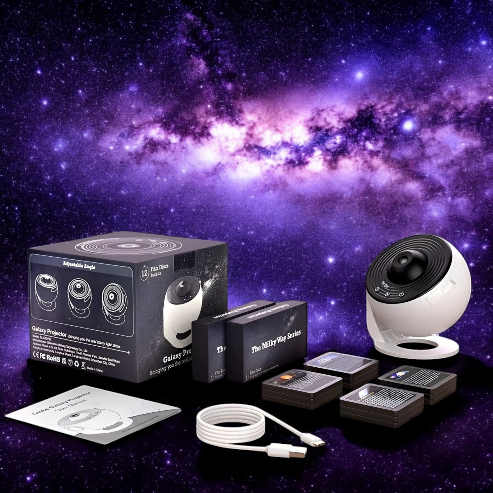 GalaxyDream™ | Stjernehimmel Projektor | 360° Rotering | HD & Ultra Klar | 13 Rumtema Projektioner | Kosmisk Natlys | Rolig & Søvnvenlig | Universum i Dit Soveværelse