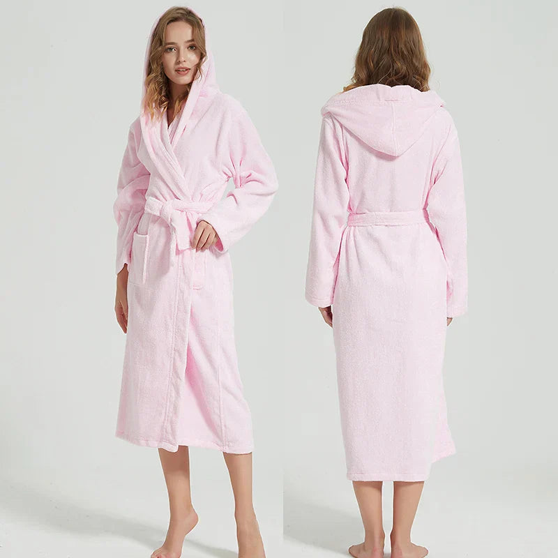 Bomuldsbadekåbe | Hætte | Åndbar | Til Hjemmet & Spa | CottonHood | Naturligt Materiale | Komfortabel & Stilfuld | Peignoir | Pool & Spa Anvendelse | Let Vedligeholdelse | 100% Bomuld