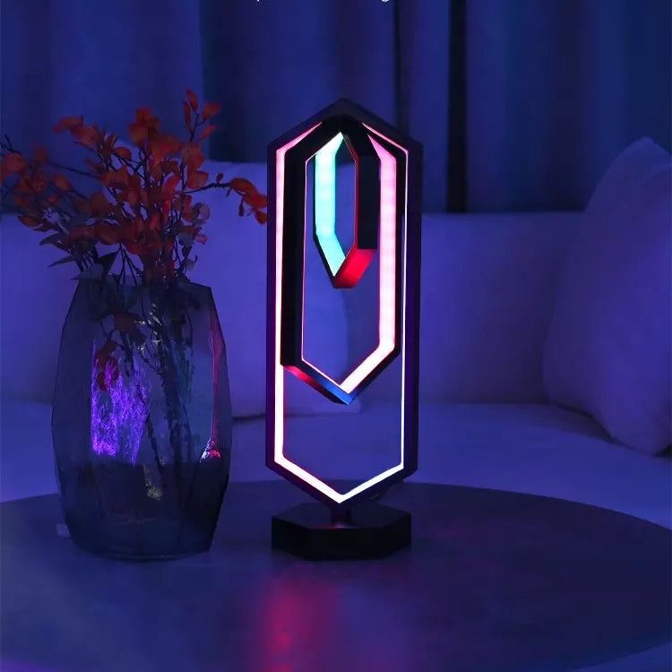 Lampe d'éclairage LED intelligente | Design géométrique | Contrôle par application | Effets multicolores | Compatible Bluetooth | Fonction dimmable