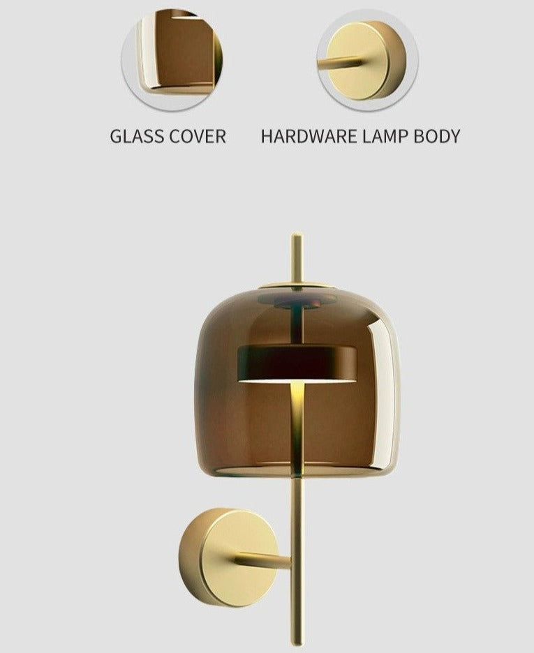 Design från mitten av århundradet | Vägglampa med glasskärm | Elegant belysning | Passar moderna interiörer | Aluminium och glas | Enkel installation | LED | Varmvit 4000K | H 55 cm | B 20 cm | D 15 cm | UL-certifierad