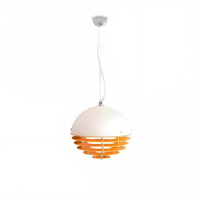 Hrafen Loftlampe | Glas Pendel | Unik Dome Design | Orange og Hvid | Elegant Atmosfære | E27 Fatning | Moderne Belysning | Akryl og Metal | 110-240V | Til Stue, Kontor, Café | IP20