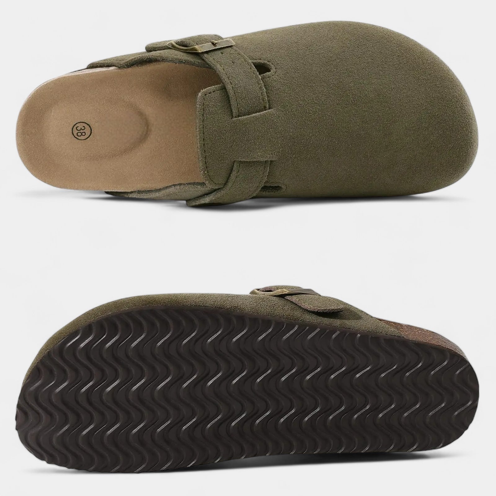 Kyle | Komfortable Wildleder Tøffel | Korkfodbed | Justerbar Spænde | Alsidig Hjemmetøffel | Diskret Design | Komfortabel Passform | Ideel til Daglig Brug | Blødt og Holdbart Materiale