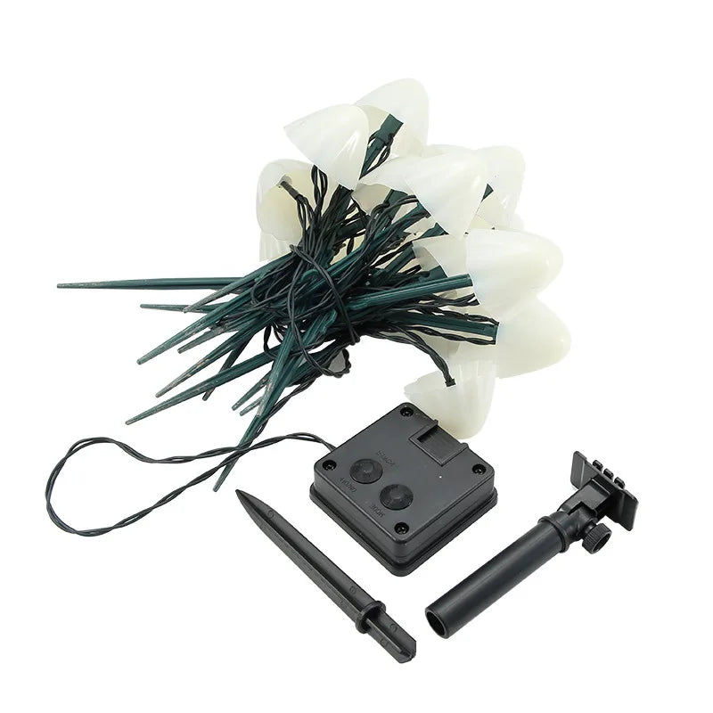 Luminoir | MysticShrooms förtrollande soldriven trädgårdsbelysning | Utomhusdekoration | Vattentät LED-ljuskedja | Energi- och underhållsfri | Svampdesign för trädgård, balkong eller terrass