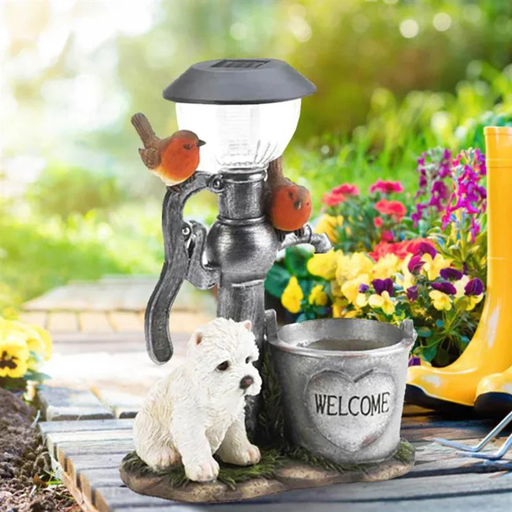 BosFakkels | Utomhusbelysning | Unika djurfigurer i harts | Solcellsdrivna stämningslampor | Dekorativ konstdesign för trädgård och balkong | Varmt och mysigt ljus | Lätt att installera