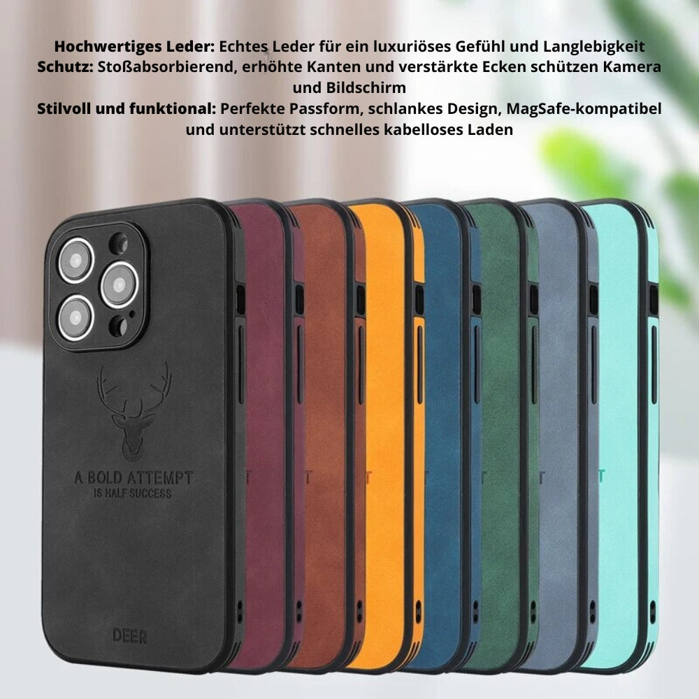 Læderetui til iPhone | Stilrent Design | Stødsikker Beskyttelse | Høj Kvalitet | Tilpasset Pasform | Fås i Flere Farver | Let og Slankt design | Stilfuldt Cover