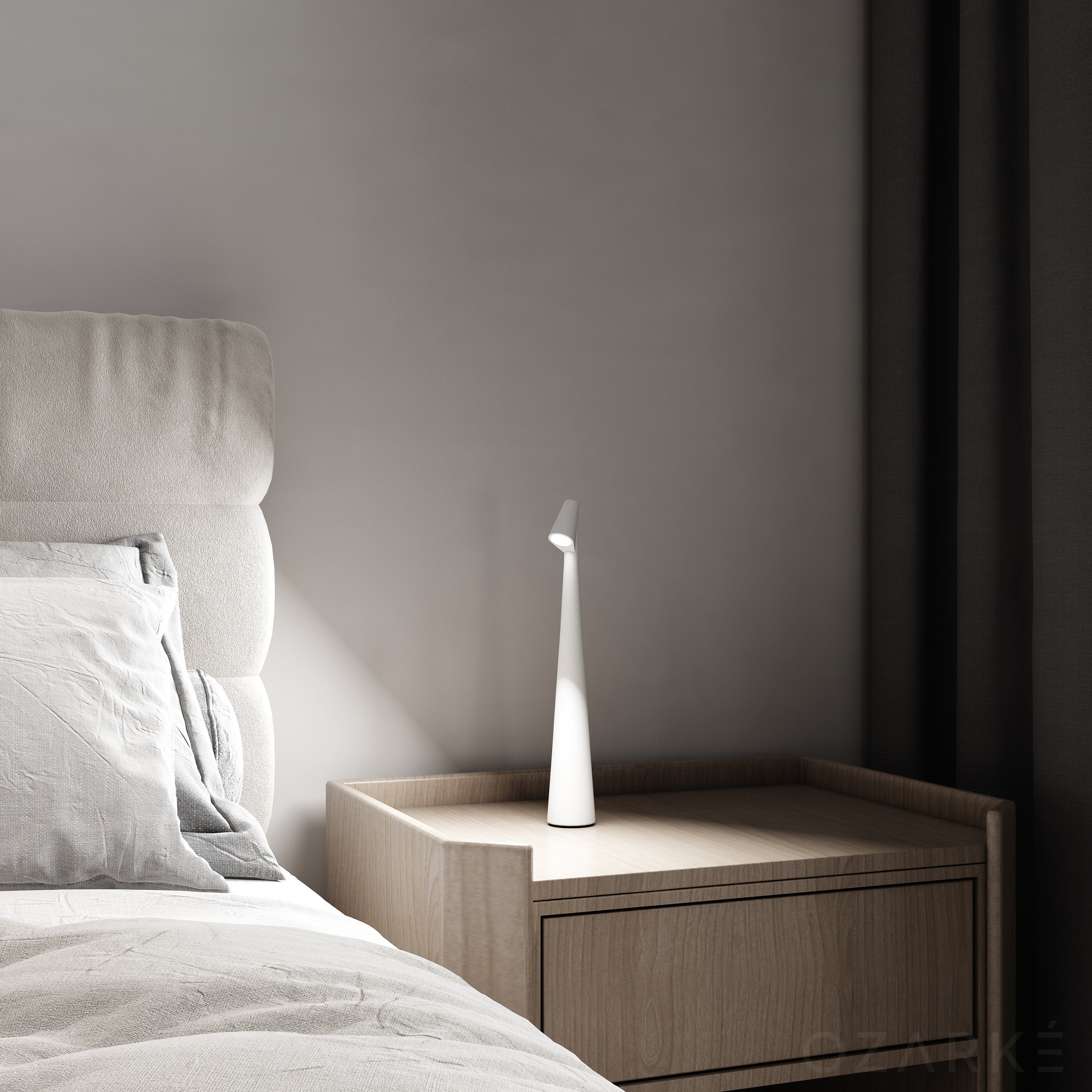 Lumi Slim | Lampe de table rechargeable | Design moderne et mince | Aluminium | LED | 35 cm de hauteur | Disponible en gris, noir et blanc | Batterie
