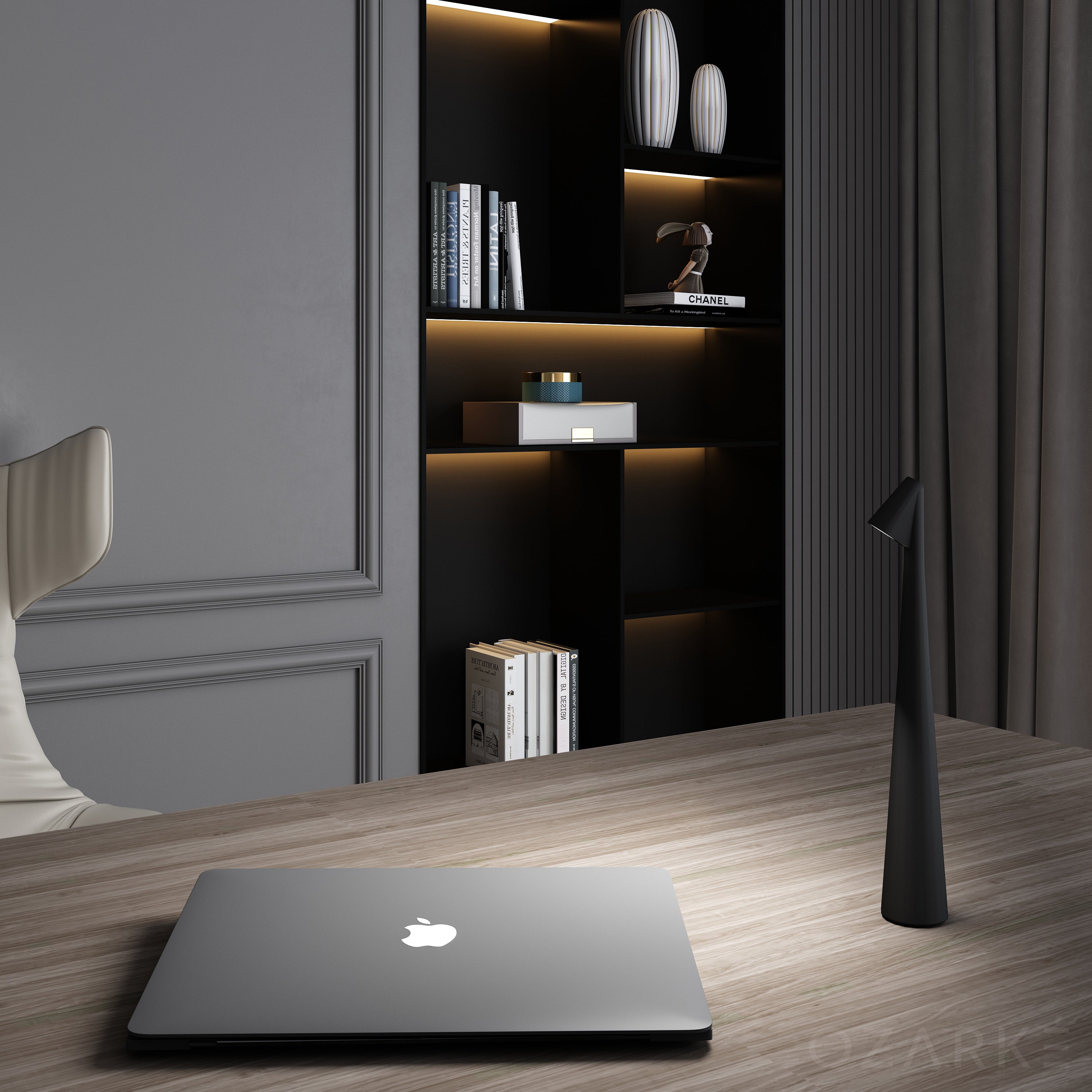 Lumi Slim | Lampe de table rechargeable | Design moderne et mince | Aluminium | LED | 35 cm de hauteur | Disponible en gris, noir et blanc | Batterie