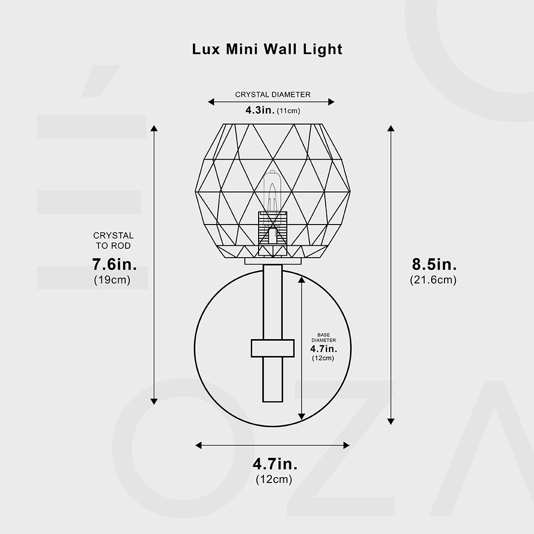 Lux Mini lampe murale | Élégance et fonctionnalité | Fer et cristal | Éclairage compact et élégant | Finition dorée | Économe en énergie | Haute