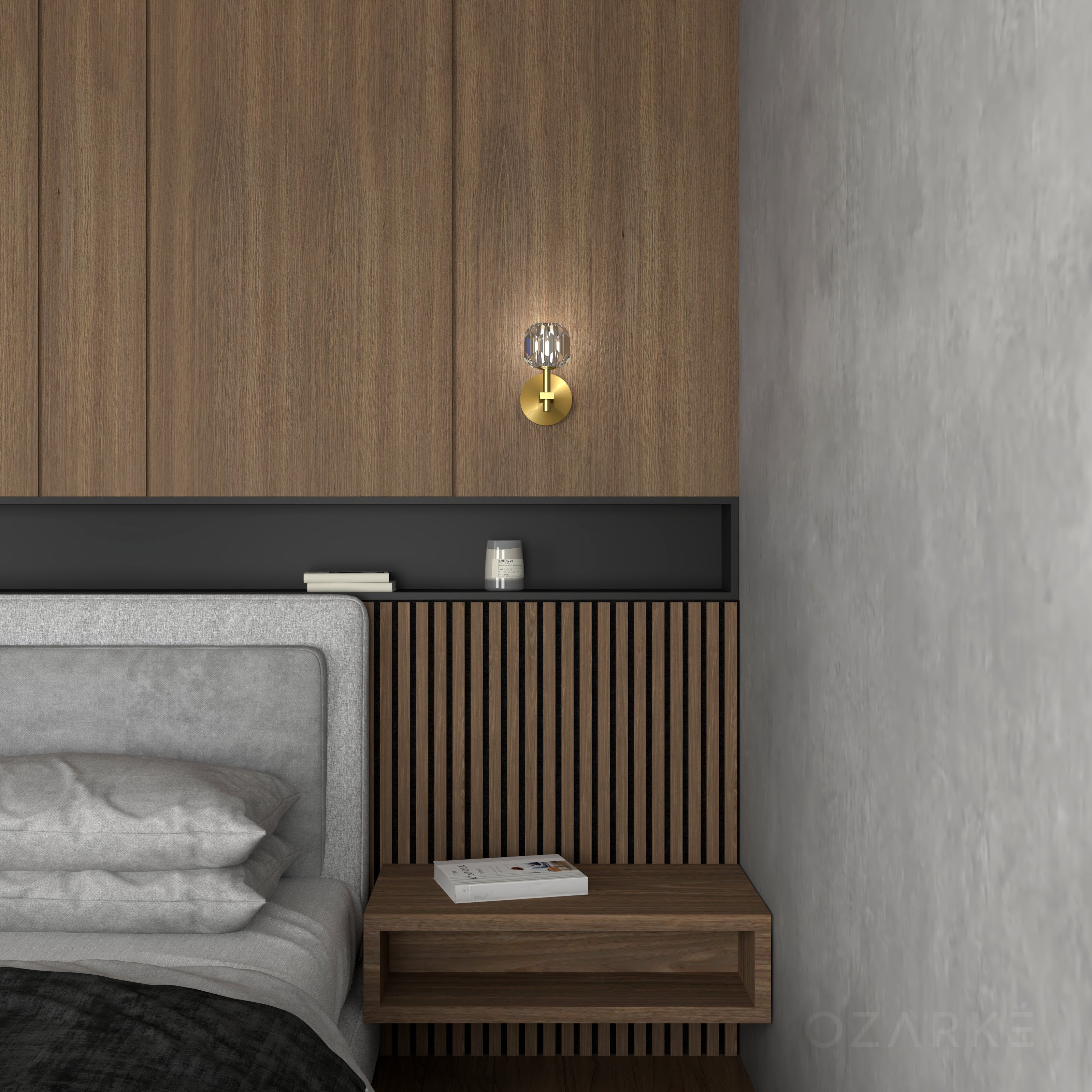 Lux Mini lampe murale | Élégance et fonctionnalité | Fer et cristal | Éclairage compact et élégant | Finition dorée | Économe en énergie | Haute