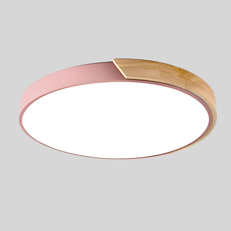 Træ LED Loftlampe | Cirkulær Design | Skandinavisk Stil | Metal + Akryl Materiale | 220V | 5-10m² Belysning | Ideel til Soveværelse Balkon Studie | Moderne Elegance