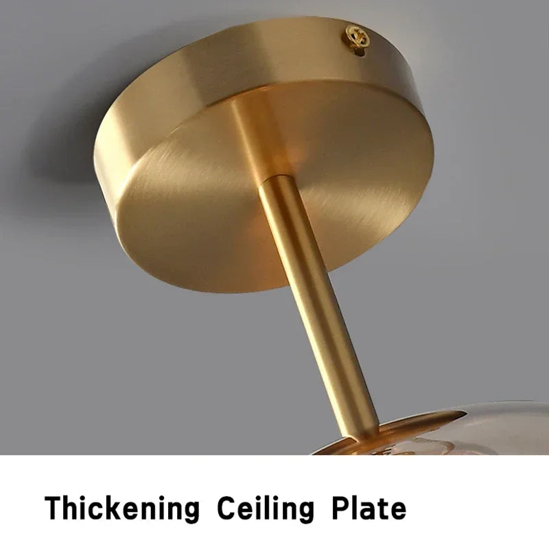 Minimalistische Glas-Deckenlampe | Modernes Design | E27 | Kupfer & Glas | 29x25 cm / 25x17 cm | Perfekt für Wohnzimmer & Flur | Einfache