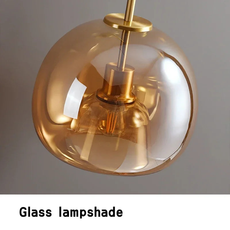 Minimalistische Glas-Deckenlampe | Modernes Design | E27 | Kupfer & Glas | 29x25 cm / 25x17 cm | Perfekt für Wohnzimmer & Flur | Einfache