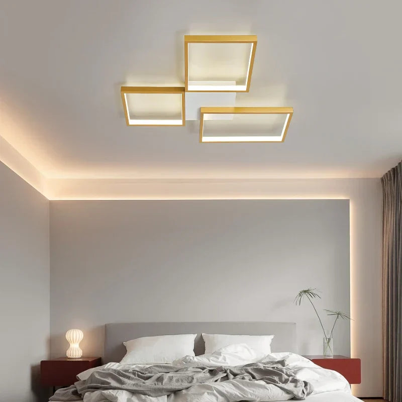 Luminara Eleganza | Lustre LED en design moderne | Économe en énergie | Éclairage intérieur | Finition or et noir | Parfait pour salon, chambre,