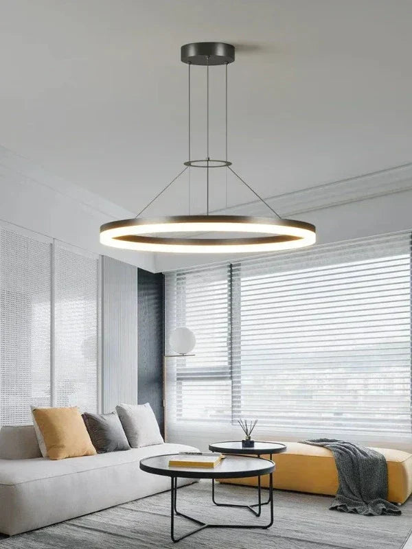 ElegantGlimmer | Éclairage LED moderne pour salle à manger | Beau design en anneau noir | Parfait pour salon et cuisine | Haute qualité & longue
