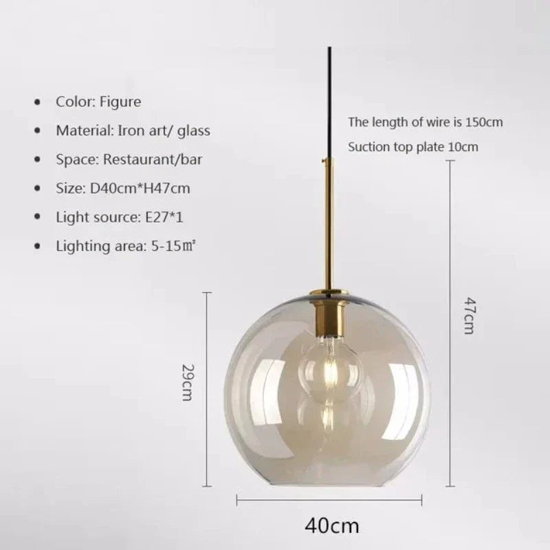 Suspension en verre design nordique | Minimalisme scandinave | Éclairage atmosphérique | Qualité durable | Douille E27 | Verre et métal | Décoration