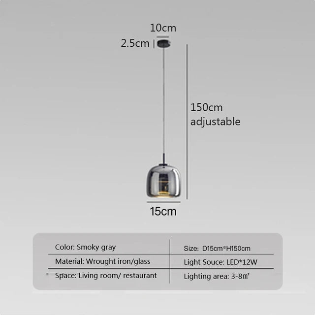 Luminoir | Elegancka szklana lampa wisząca | Nowoczesny design | Przyjemne ciepło | Trwała jakość | Idealna do salonu lub jadalni | Dostępna w
