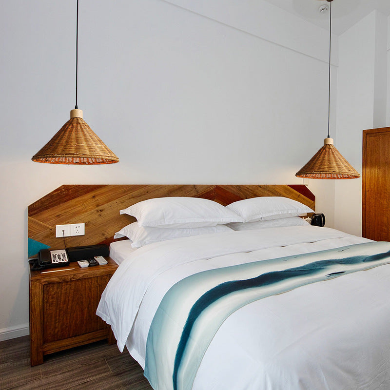 Rustik handgjord rottinglampa | Naturligt vassmaterial | Hänglampa för kök och vardagsrum | E27-sockel utan glödlampa | Perfekt för torra rum | 20 cm hög | 33 cm diameter | Skapa värme och charm i ditt hem