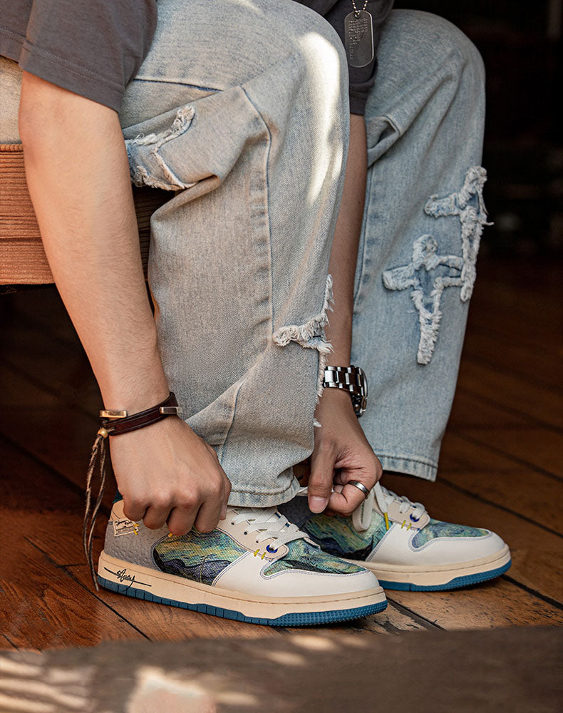 V. Gogh 'Starry Night' kunstinspirerede sneakers | Komfortabel design til daglig stil