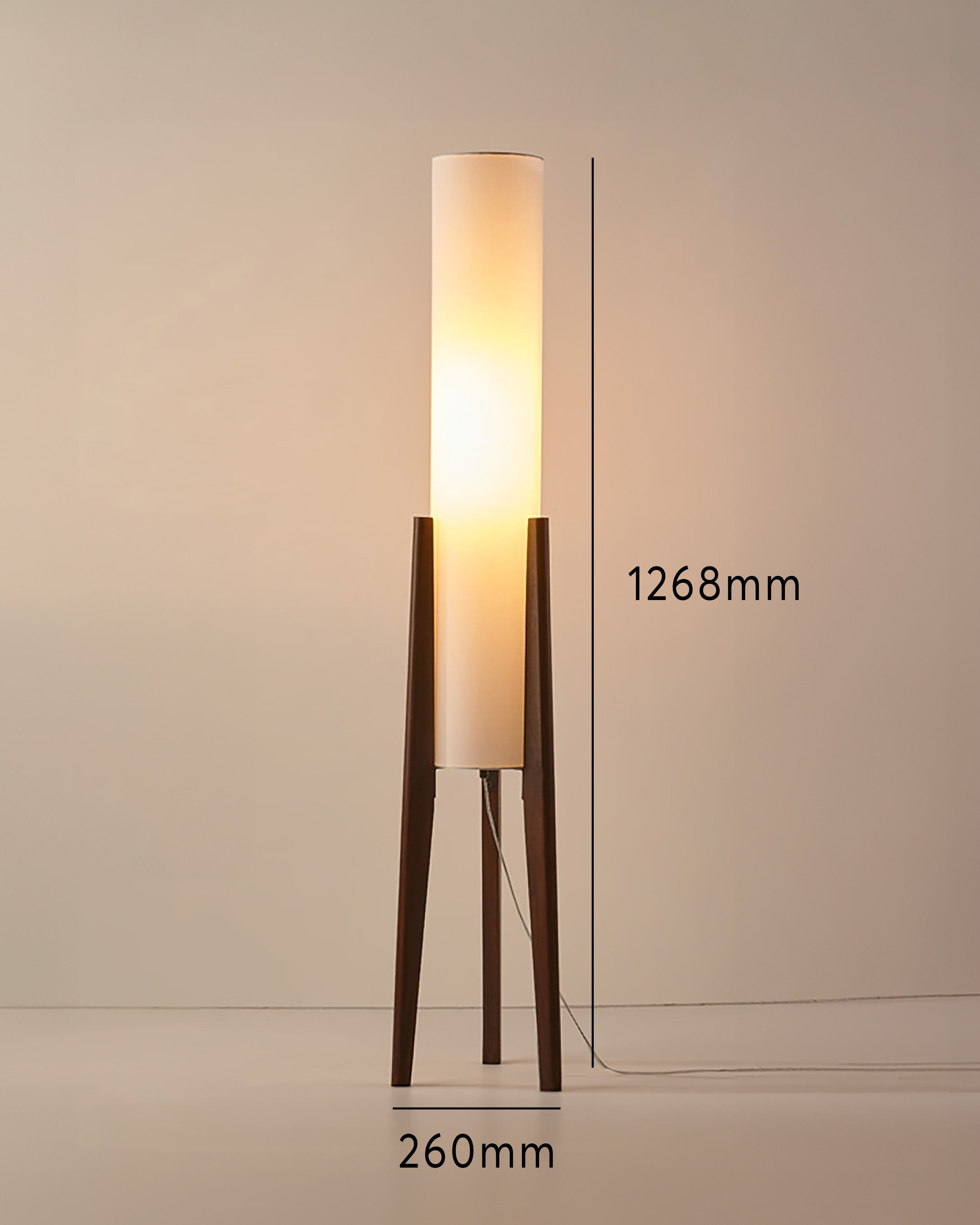 Valnussboden | Skandinavische Stehlampe | Modernes Design | Stoffschirm | LED E27 | H126,8 cm | B26 cm | AC