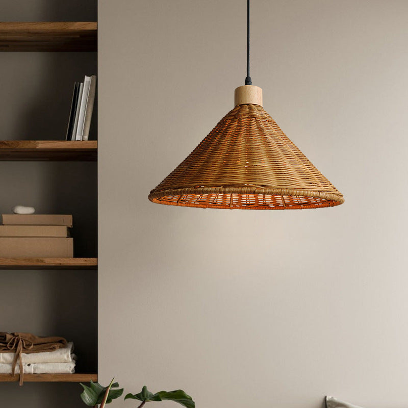 Lampe tressée rustique faite à la main | Matériau naturel en roseau | Suspension pour cuisine et salon | Douille E27 sans ampoule | Idéale pour les