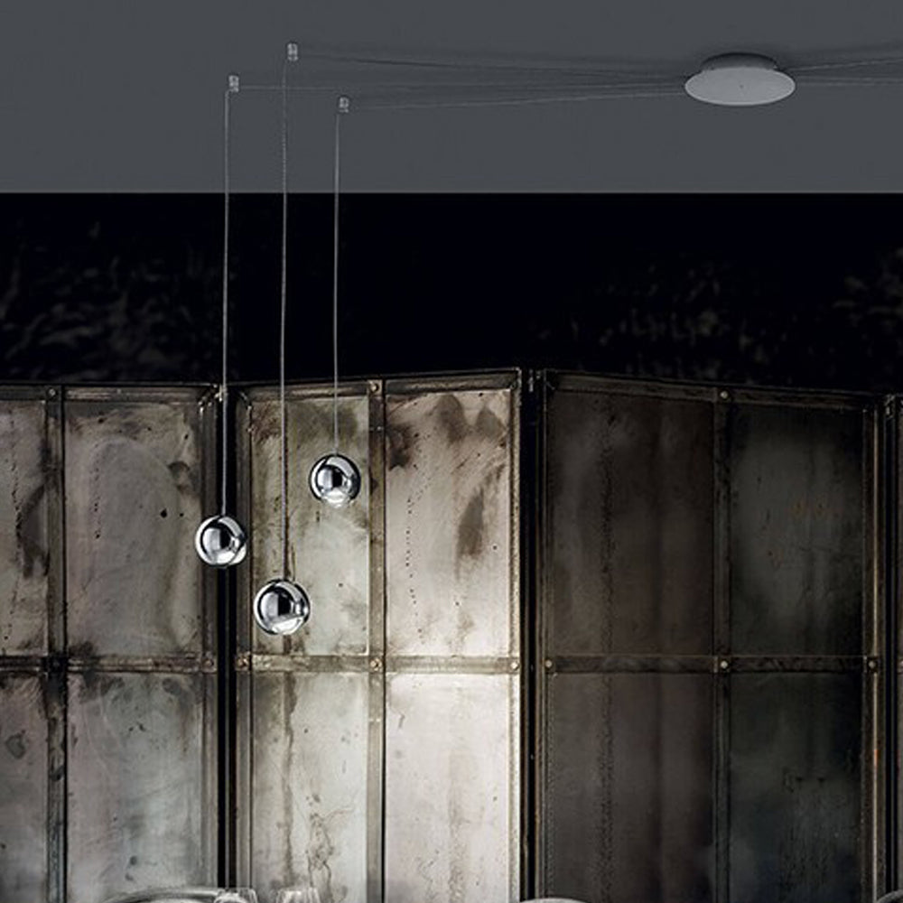 LED Kuglependel | Justerbar Kobberlampe | 20-30 cm Diameter | Messingfinish | E26/E27 Fatning | 40W Maks | 150 cm Kabel | Moderne Mid-Century Design