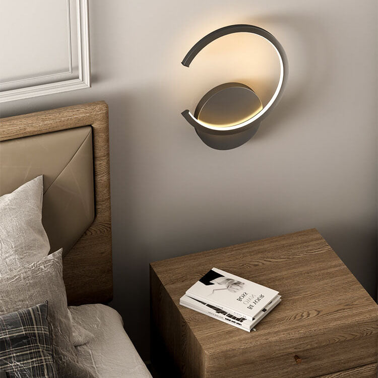 Lampe LED moderne ronde en forme de C | Bras réglable | Noir & blanc | Maison & bureau | Éclairage économe en énergie | Design élégant & stylé