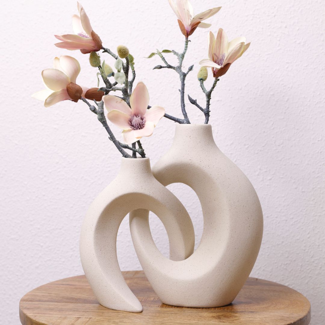 Gleora Keramisk Elegance | Sammenflettet Design | Perfekt til Blomsterarrangementer | Tidssløs Skønhed | Dekorativt Element til Hjemmet