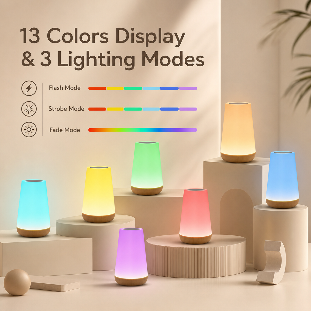 13-kleurig veranderend nachtlampje Afstandsbediening Touch USB Oplaadbare RGB-nachtlamp Dimbare lamp Draagbare tafelbedlamp