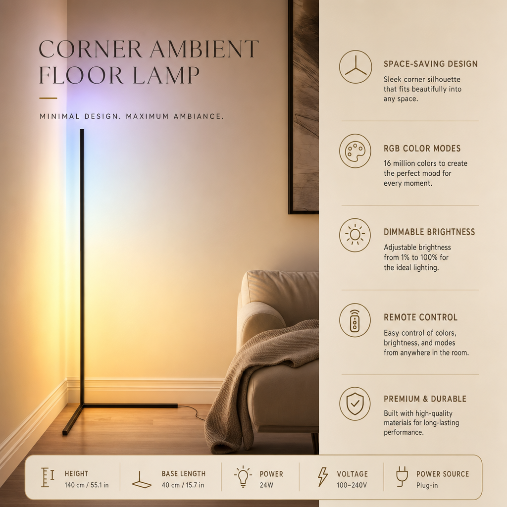 LITE TOWER - MODERN STYLED LED CORNER LAMP