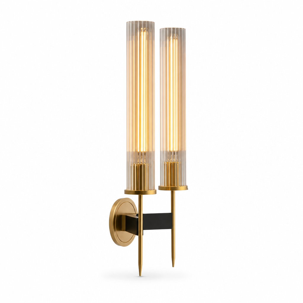 KopraLux Wall Light | Ribbed Glass | Warm Copper Finish | Elegant Vintage Design | Home Decor | E27 Compatible