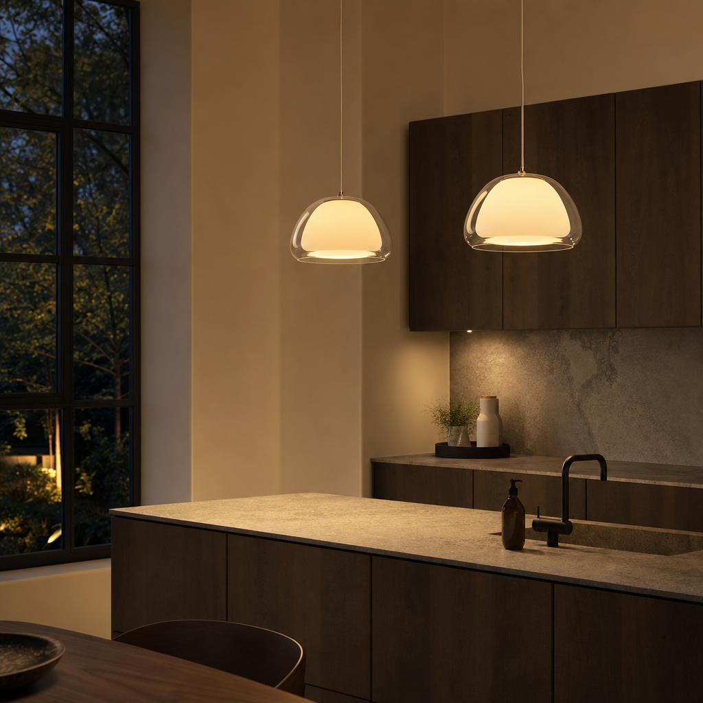 Modern Glass Dome Pendant Light | Adjustable 120cm Cable | E27 Base | Minimalist Design | Residential & Commercial Use