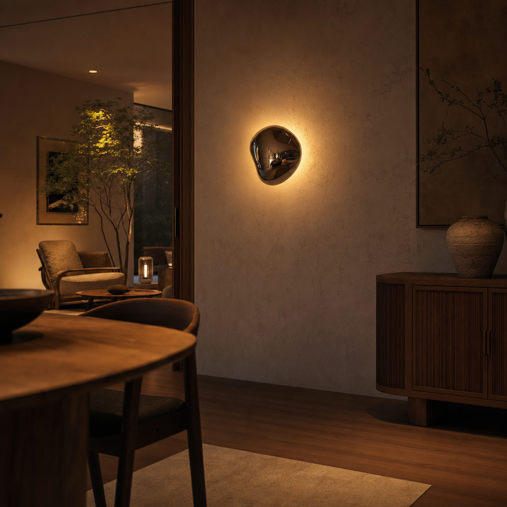 Modern Glass Wall Light | Space Silver Finish | Indoor Luxury Lighting | UL CE Certified | Metal & Glass Design