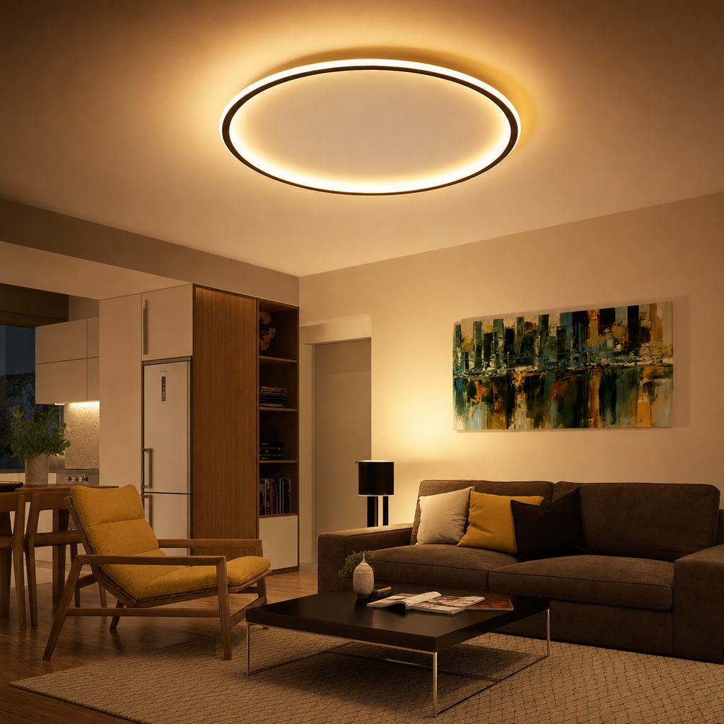 AURORAGLOBE | Scandinavian Design Ceiling Light | Round LED Fixture | Modern Indoor Lighting | Living Room | Bedroom | Office