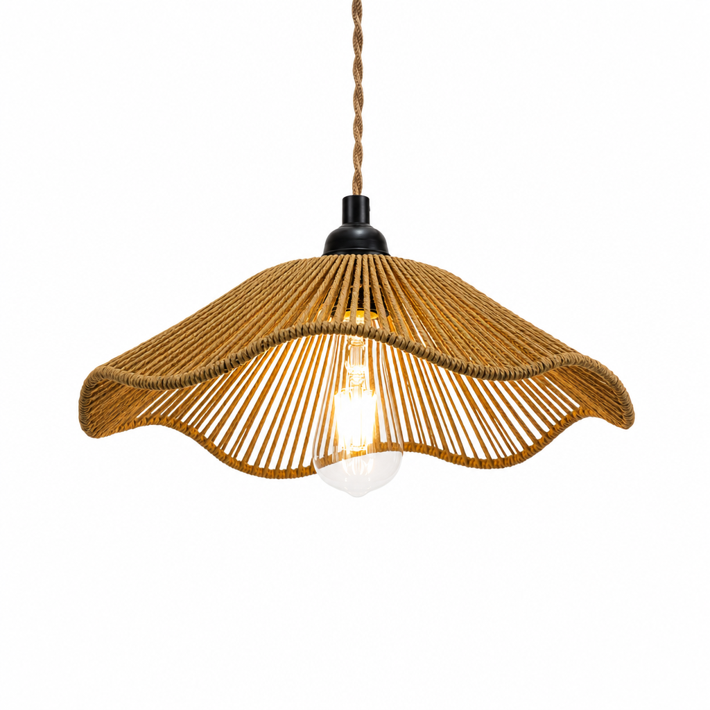 Modern Hand-Woven Paper Rope Umbrella Pendant Light Shade - Black & Yellow Options, Elegant Decorative Fixture for Office or Home, Creative Indoor Lighting Design, Ambient Lighting | Modern Pendant Light | Artistic Design