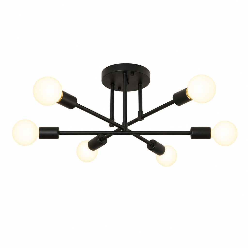 1pc Modern Simple and Luxurious Creative Design, 6 Lamps E27 Bulb Base, Branch Chandelier, Living Room, Bedroom, Dining Room, Kitchen, Hallway, Halloween Christmas Ceiling Light (without Bulb)