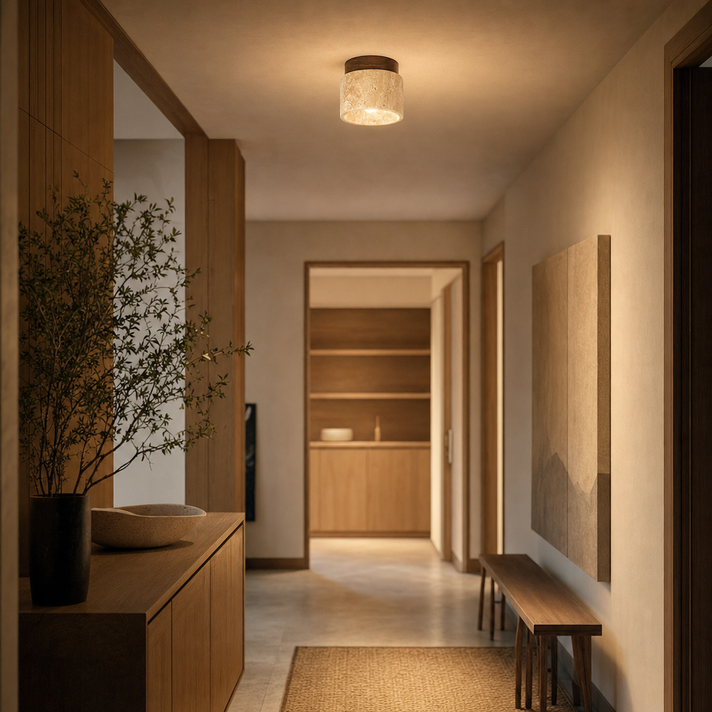 Travaro | Japanse Plafondlamp van Travertijn