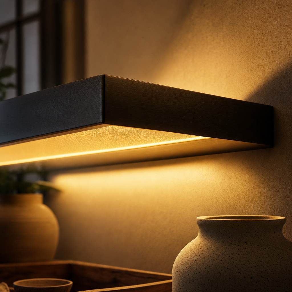 Luna | Justerbar LED Væglampe | Slankt Sort Design | 40x10x5 cm | Aluminium | Energibesparende | 15W | Perfekt til Indendørs og Udendørs Brug