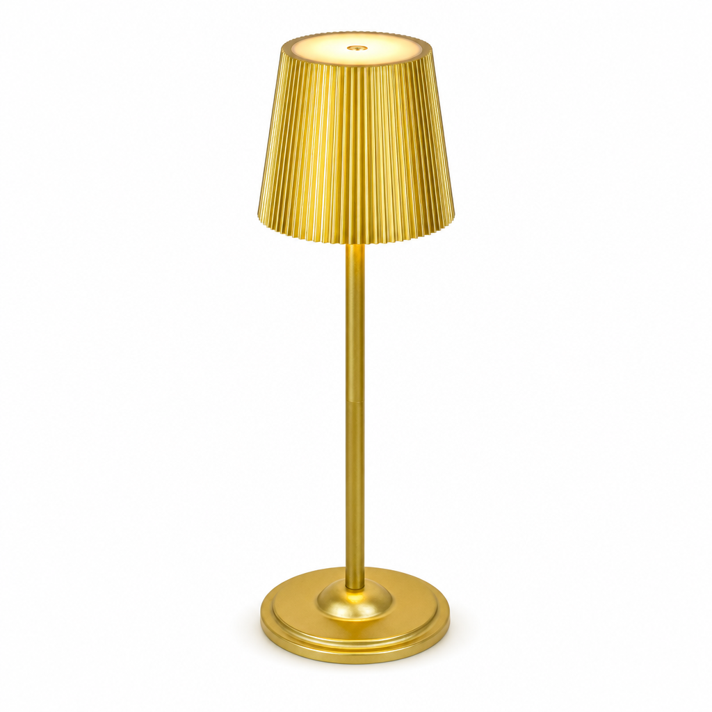 Modern LED Touch Lamp | Rechargeable Wireless Table Light | 3-Color Adjustable Brightness | Metal Pagoda Shade