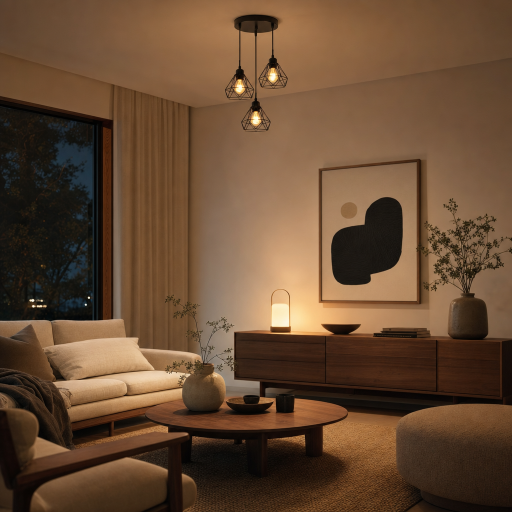 Modern Nordic 3-Light Pendant Fixture | E27 Base | Cast Iron Varnished | Kitchen & Bar Lighting | Holiday Decor