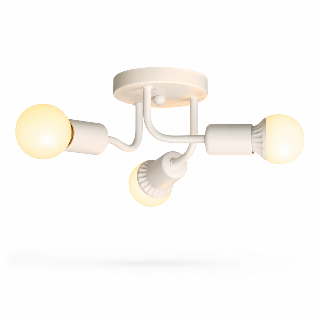 Modern Luxury 3-Light Metal Chandelier | Ceiling Fixture for Bedroom Dining Room Corridor | E27 Base | Semi Flush Mount