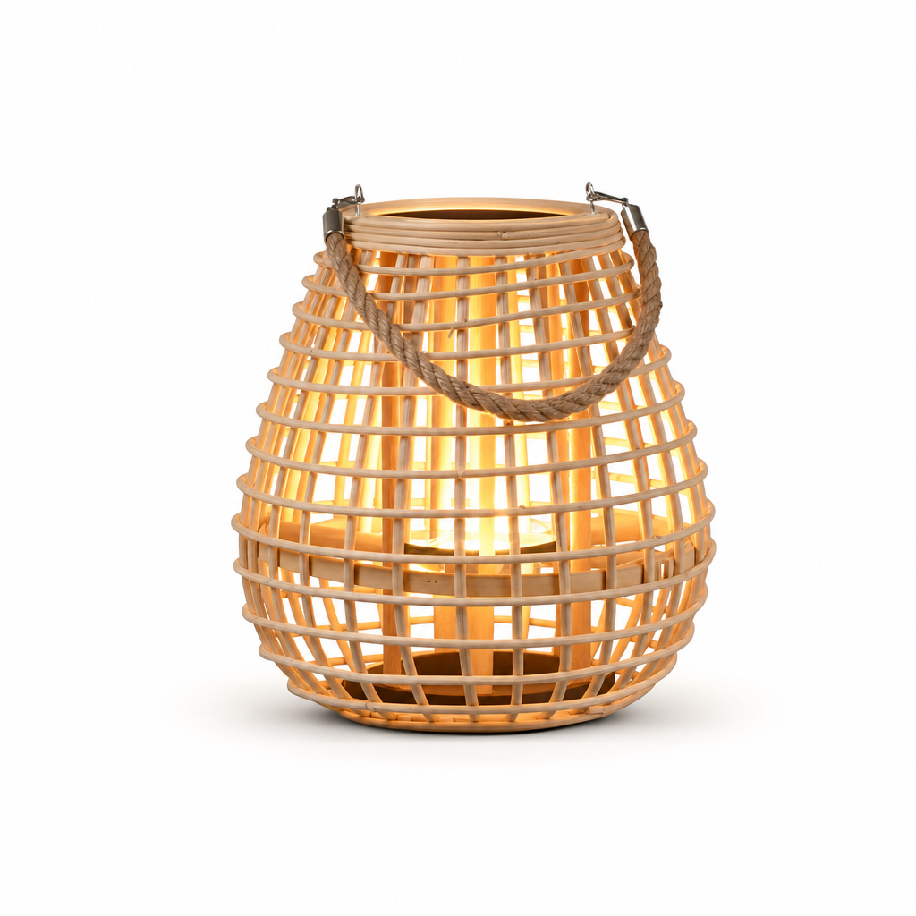 Handcrafted Vine Lantern with Candle Holder | Rustic Ambiance Decor | Wooden Tabletop Lamp for Home, Balcony, Restaurant | Candle holder