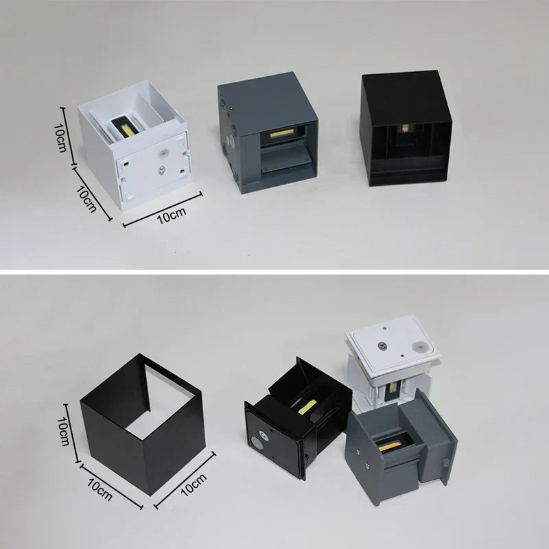 AquaShield | Moderne Außenbeleuchtung | Schwarz-graues Aluminium | Wasserdichte Lampe | Einfache Installation | Energiesparend | 85-265V | 10 cm x 5