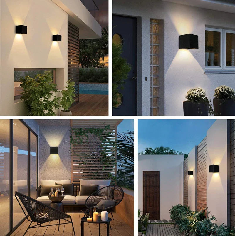 AquaShield | Moderne Außenbeleuchtung | Schwarz-graues Aluminium | Wasserdichte Lampe | Einfache Installation | Energiesparend | 85-265V | 10 cm x 5