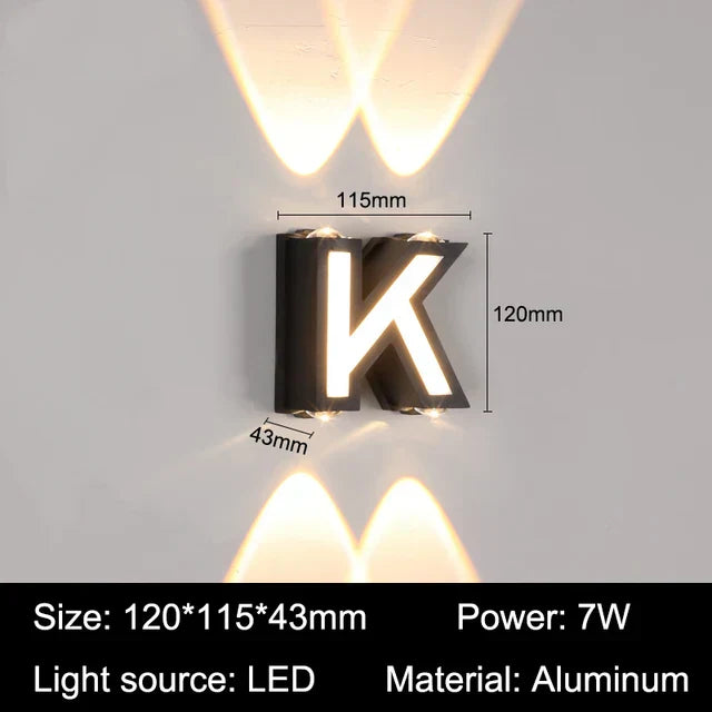 GlowLetters | Udendørs LED Væglampe | Tilpasningsbar Bogstav- og Symbolbelysning | Aluminium Design | Nem Installation | IP65 Vandtæt | Ideel til