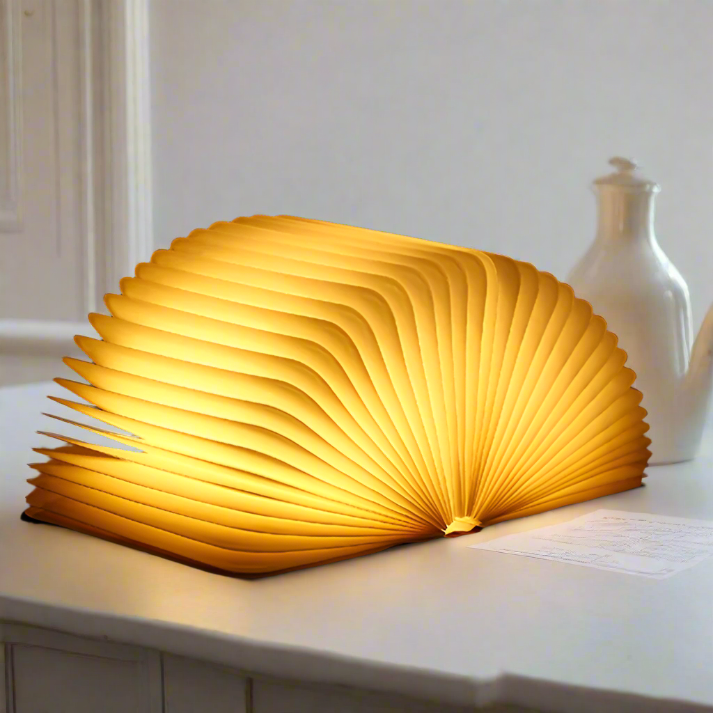 LED Lampe | Fortryllende Design | Åben Bog Form | Sensorstyring | Brun | Genopladelig | USB | CE Certificeret